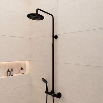 Aurlane Columna De Ducha Mec&aacute;nica Negro Mate - 133x28x52 Cm - Molly Black