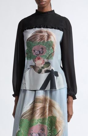 Undercover Ruffle Trim Top in Black at Nordstrom, Size 2