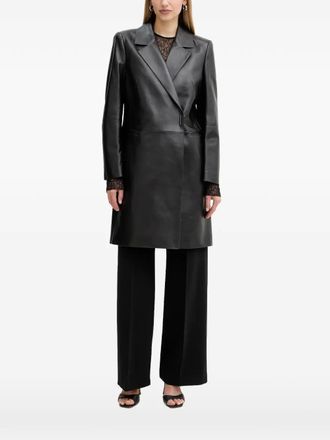 BOSS double-breasted coat - women - Calf Leather - 34 - Black