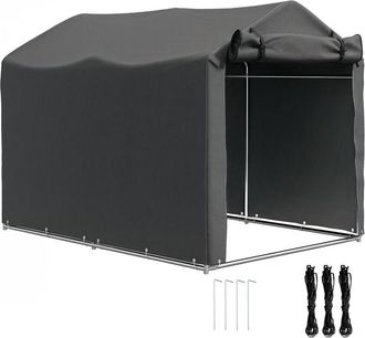 OUTSUNNY Carpa De Jard&iacute;n Exterior Para Herramientas Bicicletas 2,2x1,57x1,65 M, Cobertizo Exterior Con Puerta Con Cremallera, Impermeable, Gris Oscuro