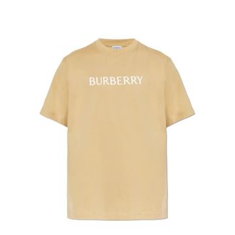 Burberry Tops, Heren, Beige, XS, Katoen, Logo Katoenen T-shirt