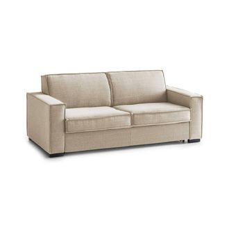 Dmora Sof&aacute; Fijo Dgozz, Gran Sof&aacute; De 2 Plazas, 100% Made In Italy, Sof&aacute; De Sal&oacute;n En Tela, Con Reposabrazos Est&aacute;ndar, Cm 200x95h90, Beige - Dmora