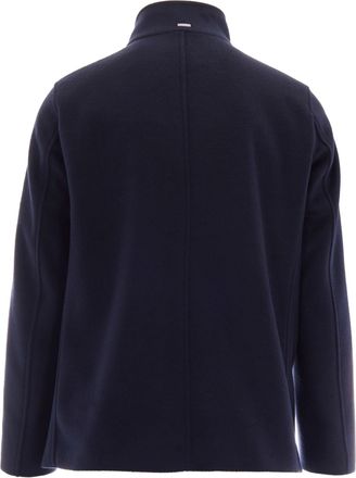 Herno Mens Double-Breasted Coat Navy Blue Main Fabric: Polyester