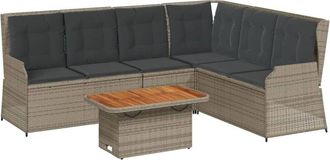 vidaXL Set De Muebles De Jard&iacute;n 5 Pzas Y Cojines Rat&aacute;n Sint&eacute;tico Gris Vidaxl