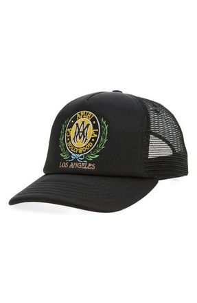 Amiri Crest Mesh Back Trucker Hat in Black at Nordstrom
