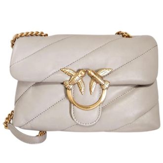 Pinko Love Lady Puff Classic - Dames - Schoudertassen - Grijs - ONE Size - Katoen - Tassen