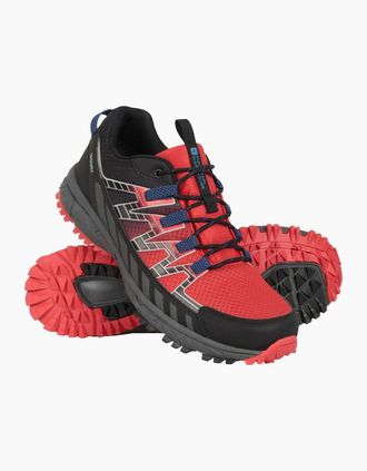 Mountain Warehouse Mens Mountain Warehouse Mens Enhance Trail Waterproof Running Trainers - Red - Size: 10