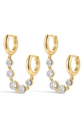 Luv AJ The Georgia Stone Huggie Chain Earrings in Gold at Nordstrom