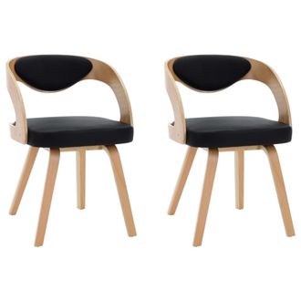 vidaXL Vidaxl - Sillas De Comedor 2 Uds Madera Curvada Y Cuero Sint&eacute;tico Negro