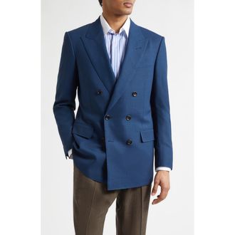 Tom Ford Multiplies Double Breasted Wool Blazer in Prussian Blue at Nordstrom, Size 44 Us