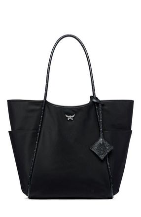 MCM Aren Shopper in ECONYL and Leather in Black at Nordstrom