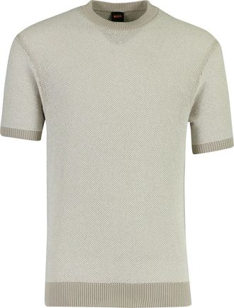 HUGO BOSS Beige T-shirt gebreid BOSS Orange Kantonio textuur