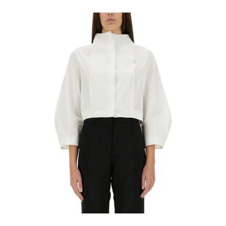 Givenchy High Neck Cropped Poplin Shirt - female - Givenchy - Blouses - White - XS - Blouses & Shirts