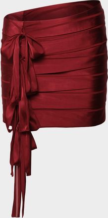 Et Ochs Reed Bow-Embellished Satin Chiffon Mini Skirt