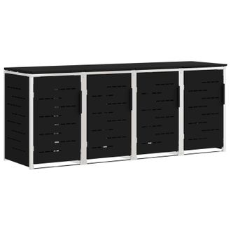 vidaXL Almacenamiento De Contenedor Con Ruedas Negro Acero Inoxidable Vidaxl