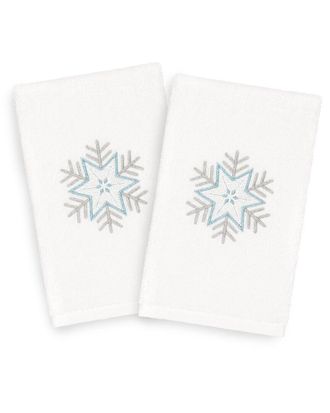 Linum Home Textiles Christmas Crystal White Hand Towels (Set Of 2)