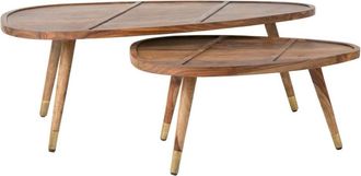 Dutchbone Juego de 2 mesas de centro de madera marrón