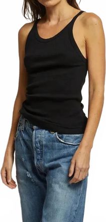 perfectwhitetee Annie Recycled Cotton Ribbed Tank In True Black