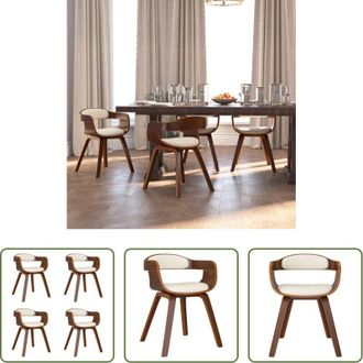 vidaXL Sedie da cucina - Sedie da Pranzo 4 pz Crema in Legno Curvato e Similpelle