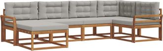 vidaXL Conjunto De Sof&aacute;s De Exterior 6 Uds. Natural Y Gris Claro Vidaxl