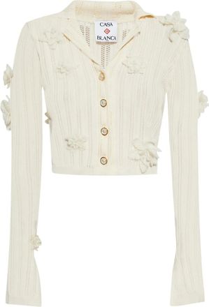 Casablanca Top con applicazione a fiori - Bianco