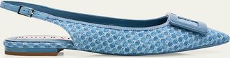 Roger Vivier Gommettine Denim Slingback Flats