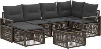vidaXL Conjunto De Sof&aacute;s De Jard&iacute;n 7 Uds. Gris Rat&aacute;n Sint&eacute;tico Vidaxl