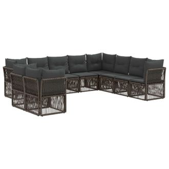 vidaXL Conjunto De Sof&aacute;s De Jard&iacute;n 10 Pcs Gris Rat&aacute;n Sint&eacute;tico Vidaxl