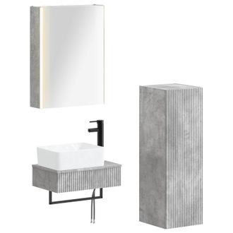 vidaXL Juego De Muebles De Ba&ntilde;o 4 Pcs Gris Hormig&oacute;n Vidaxl