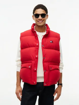 Tommy Hilfiger Mens Water-Repellent Down Vest - Medium Red - XXL