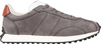 Tod's Grijze Su&egrave;de Sneakers met Bruin Leren Detail - Heren - Sneakers - Grijs - 40 EU - Su&egrave;de - Schoenen