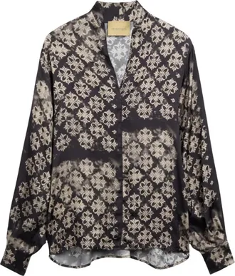 Momoni Margaret Blouse - Dames - Blouses - Zwart - L - Satijn - Overhemden