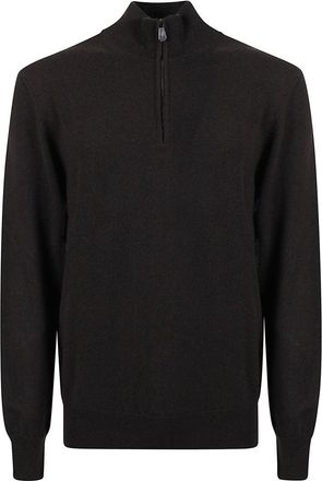 PIACENZA 1733 Half-Zip Black Cashmere Turtleneck Sweater