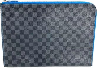 Louis Vuitton Black Blue Damier Graphite Clutch Bag Pochette Pouch (Pre-Owned)