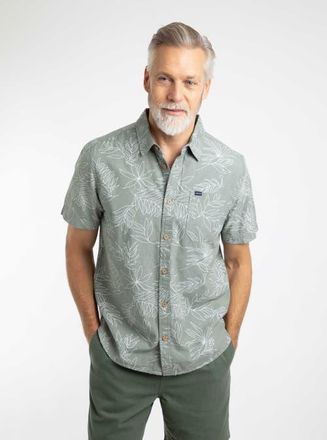 Weird Fish Russell Printed Short Sleeve Shirt in Woodland Sage at Nordstrom, Size Xxx-Large