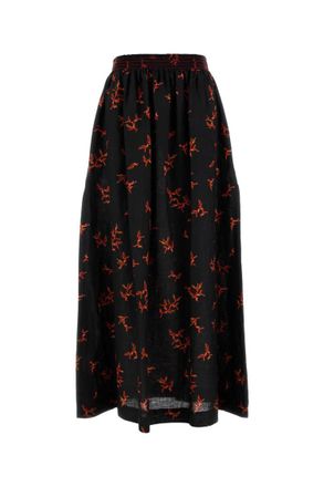Fendi Black Printed Linen Skirt