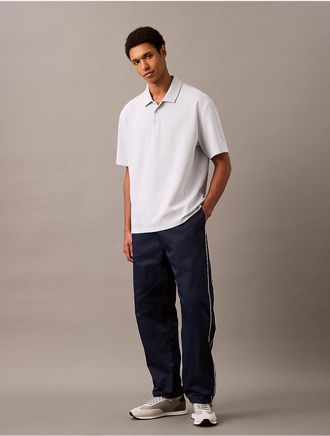 Calvin Klein Jeans Calvin Klein Mens Textured Flat Rib Relaxed Polo Shirt - Blue - 2XL