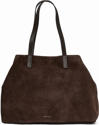 Aquatalia Womens Siena Tote, Espresso Suede, L, Siena Tote