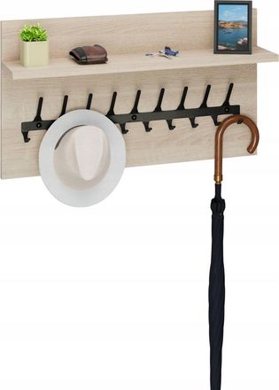 OEM Perchero Tipo Loft De 70 Cm - Negro + Roble Sonoma, S&oacute;lido Y Elegante