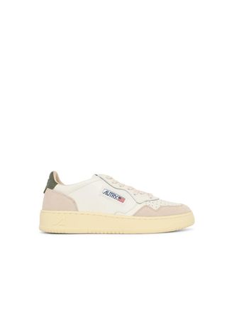 Autry Medalist Low witte en groene leren sneakers