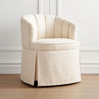 Frontgate Loretta Vanity Stool - Ivory Linen Parks Performance - Frontgate