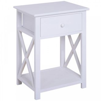 HOMCOM End Table-White 40Lx30Wx55H cm | TJ Hughes White