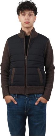 Barba Bruine wollen en nylon jas - Heren - Winterjassen - Bruin - M - Wol - Jassen