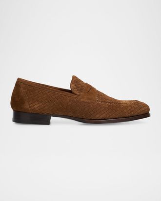 Kiton Men & apos;s Woven Calfskin Penny Loafers