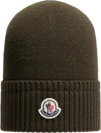 Moncler Moncler Wool & Cashmere Blend Knit Beanie, Men, Green, Size: One Size