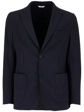 Cruna Tailored Blue Notch Lapel Two-Button Blazer