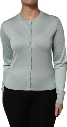 Dolce & Gabbana Womens Silk Button-Down Cardigan Green