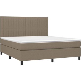 vidaXL Cama Box Spring Con Colch&oacute;n Tela Gris Taupe 180x200 Cm Vidaxl