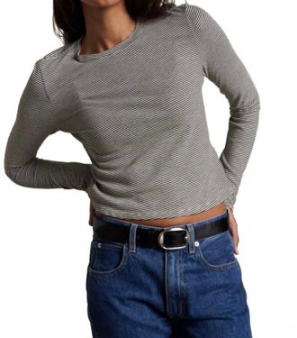 perfectwhitetee Jamie Long Sleeve Shirt In Ivory/black Stripe