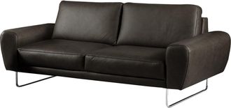 Studio Copenhagen home24 loftscape Sofa Kerman 2-Sitzer Schwarz Echtleder 177x83x95 cm